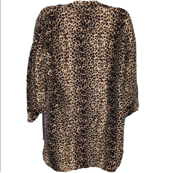Allison Taylor 100% Silk Leopard Dress Top Size Large - Picture 2 of 5